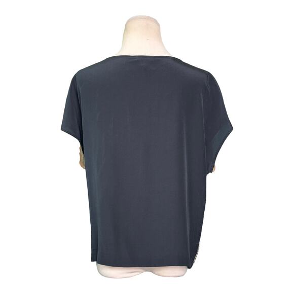 Club Monaco two tone cap sleeves silk sequin short sleeves blouse size Small - Picture 9 of 11